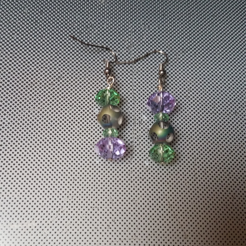 Runway Fashion Earrings With Reverse Color Gems - image 2